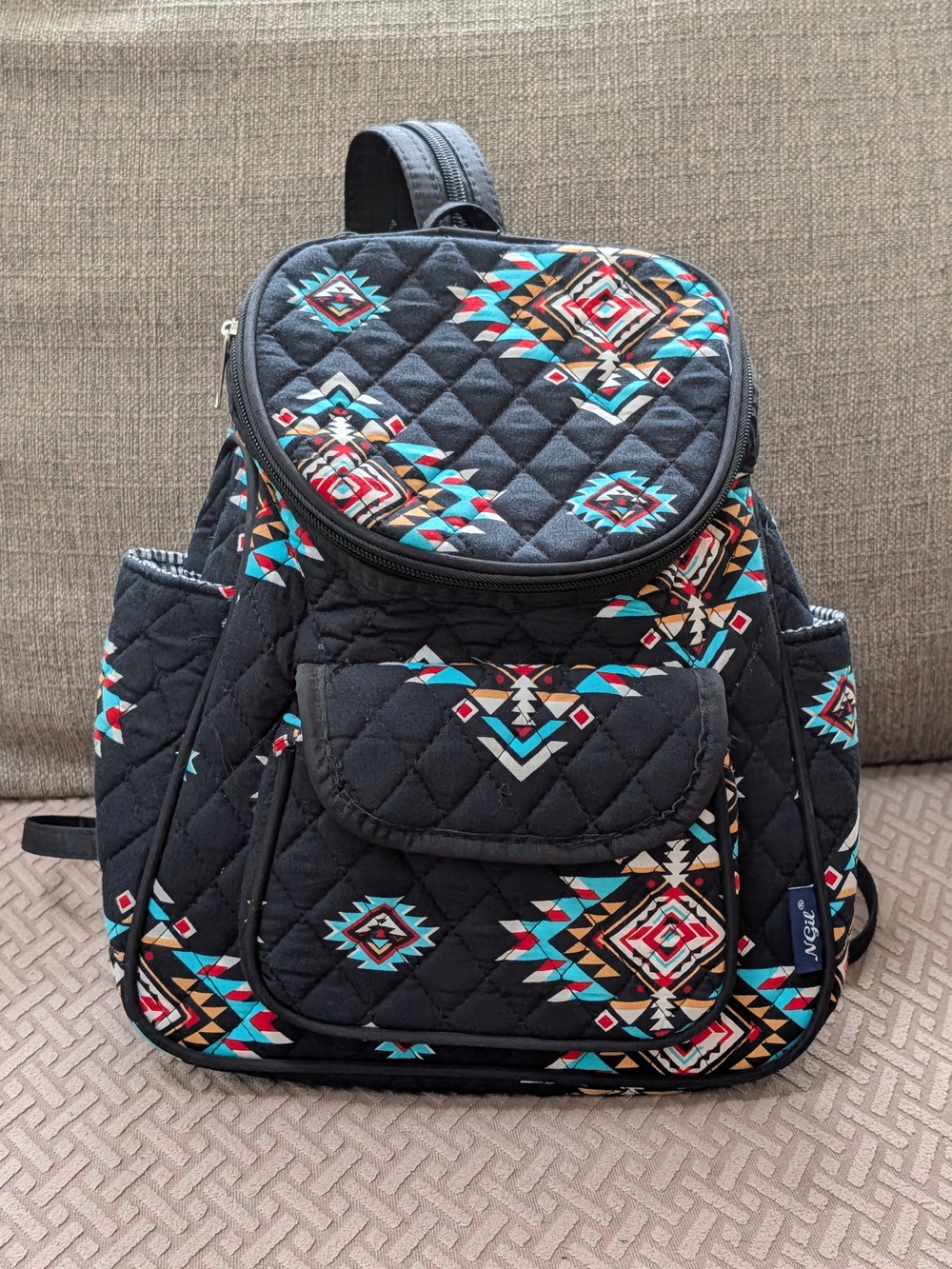 NGil Quilted Black Aztec Mini Backpack